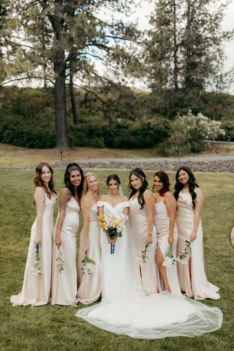bride and brides mates at wedding